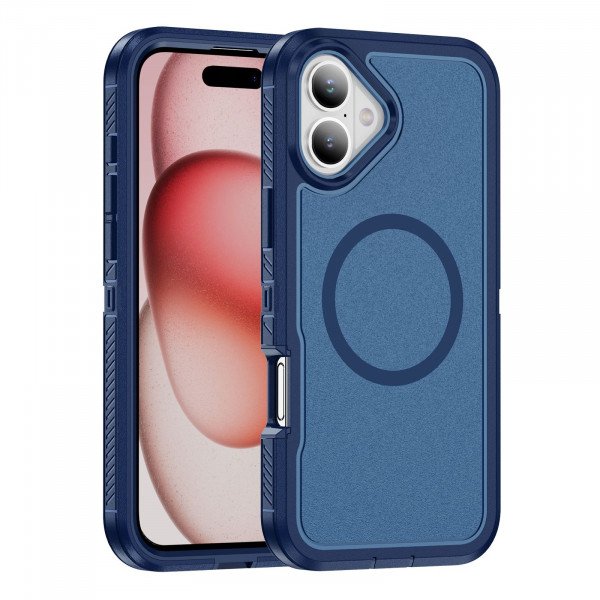 Wholesale Heavy Duty Rugged Guardian Defender Armor Protection Magsafe Case for Apple iPhone 16 (Blue)