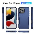 Wholesale Heavy Duty Strong Armor Hybrid Trailblazer Case Cover for Apple iPhone 16 Pro Max (Navy Blue)