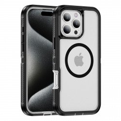 Heavy Duty Rugged Guardian Defender Armor Protection Magsafe Case for Apple iPhone 16 Pro Max (Clear)