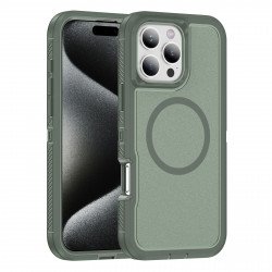 Heavy Duty Rugged Guardian Defender Armor Protection Magsafe Case for Apple iPhone 16 Pro Max (Green)