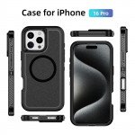 Wholesale Heavy Duty Rugged Guardian Defender Armor Protection Magsafe Case for Apple iPhone 16 Pro (Black)