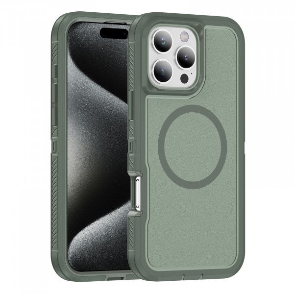 Wholesale Heavy Duty Rugged Guardian Defender Armor Protection Magsafe Case for Apple iPhone 16 Pro (Green)