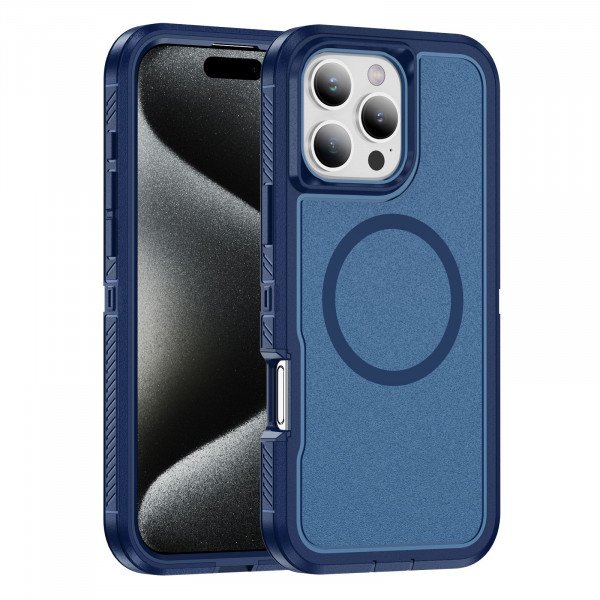 Wholesale Heavy Duty Rugged Guardian Defender Armor Protection Magsafe Case for Apple iPhone 16 Pro (Blue)