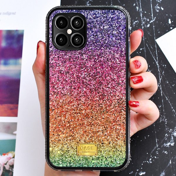 Wholesale Glitter Luxury Sparkle Rainbow Crystal Bling Diamond Case for Apple iPhone 12 / 12 Pro 6.1 (Purple Mix)