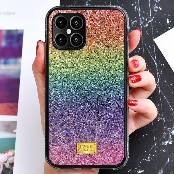 Wholesale Glitter Luxury Sparkle Rainbow Crystal Bling Diamond Case for Apple iPhone 12 Pro Max 6.7 (Red Mix)