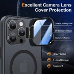 Wholesale Magnetic Magsafe Technology with Tempered Glass Lens Cover Kickstand Cover Case for Apple iPhone 15 Pro Max (Black)