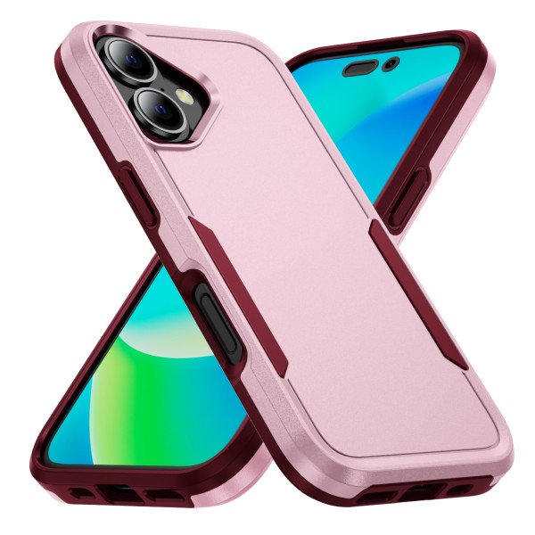 Wholesale Heavy Duty Strong Armor Hybrid Trailblazer Case Cover for Apple iPhone 16 (Pink)