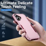 Wholesale Heavy Duty Strong Armor Hybrid Trailblazer Case Cover for Apple iPhone 16 (Pink)