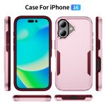 Wholesale Heavy Duty Strong Armor Hybrid Trailblazer Case Cover for Apple iPhone 16 (Pink)