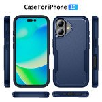 Wholesale Heavy Duty Strong Armor Hybrid Trailblazer Case Cover for Apple iPhone 16 (Navy Blue)