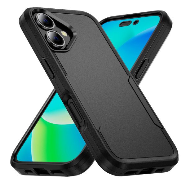 Wholesale Heavy Duty Strong Armor Hybrid Trailblazer Case Cover for Apple iPhone 16 Plus (Black)