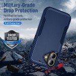 Wholesale Heavy Duty Strong Armor Hybrid Trailblazer Case Cover for Apple iPhone 16 Plus (Navy Blue)