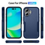 Wholesale Heavy Duty Strong Armor Hybrid Trailblazer Case Cover for Apple iPhone 16 Plus (Navy Blue)