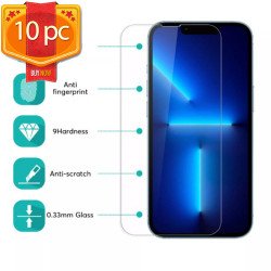 10pc Transparent Tempered Glass Screen Protector for iPhone 14 Pro Max [6.7] (Clear)