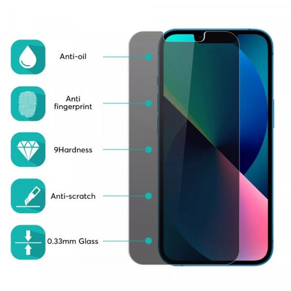 Wholesale Privacy Anti-Spy Full Cover Tempered Glass Screen Protector for Apple iPhone 16 / iPhone 15 (Black)
