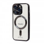 Transparent Electroplated Chrome Magnetic Magsafe Circle TPU Cover Case With Camera Lens Protection for Apple iPhone 11 [6.1] (Black)