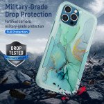 Wholesale Design Fashion Heavy Duty Strong Armor Hybrid Picture Printed Case Cover for Apple iPhone 13 Pro Max (Marble)