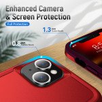 Wholesale Heavy Duty Strong Armor Ring Stand Grip Hybrid Trailblazer Case Cover for Apple iPhone 13 [6.1] (Red)