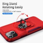 Wholesale Heavy Duty Strong Armor Ring Stand Grip Hybrid Trailblazer Case Cover for Apple iPhone 13 [6.1] (Red)