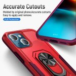 Wholesale Heavy Duty Strong Armor Ring Stand Grip Hybrid Trailblazer Case Cover for Apple iPhone 13 [6.1] (Red)