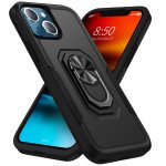 Heavy Duty Strong Armor Ring Stand Grip Hybrid Trailblazer Case Cover for Apple iPhone 13 [6.1] (Black)