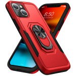 Wholesale Heavy Duty Strong Armor Ring Stand Grip Hybrid Trailblazer Case Cover for Apple iPhone 13 [6.1] (Red)