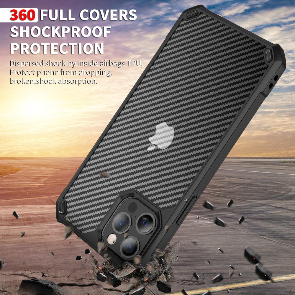 Wholesale Super Armor Translucent Carbon Fiber Design Hybrid Case for