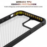 Wholesale Super Armor Translucent Carbon Fiber Design Hybrid Case for Apple iPhone 13 Pro Max (Navy Blue)