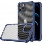 Super Armor Translucent Carbon Fiber Design Hybrid Case for Apple iPhone 13 Pro Max (Navy Blue)