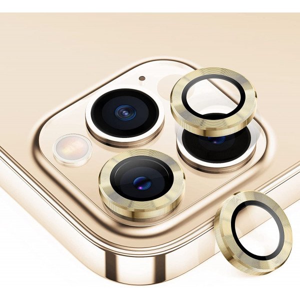 Wholesale Premium Guard Titanium Alloy HD Tempered Glass Camera Lens Protector for Apple iPhone 13 Pro, iPhone 13 Pro Max (Gold)