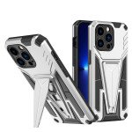 Wholesale Military Grade Armor Protection Shockproof Hard Kickstand Case for Apple iPhone 13 Pro Max (Silver)