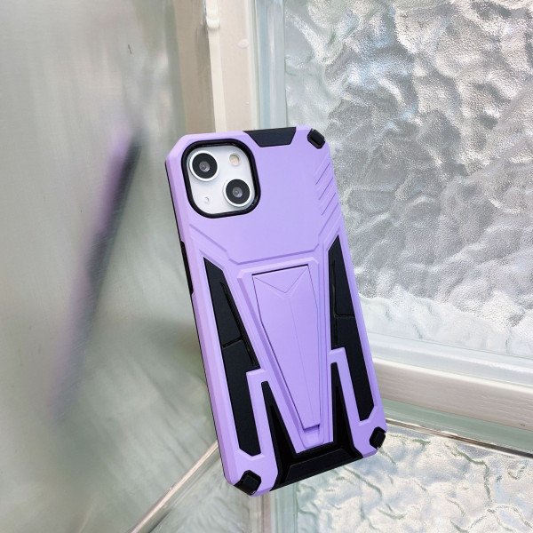 Wholesale Military Grade Armor Protection Shockproof Hard Kickstand Case for Apple iPhone 13 [6.1] (Purple)