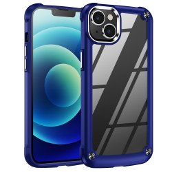 Strong Clear Armor Plate Slim Edge Bumper Protective Case for iPhone 14 Plus [6.7] (Navy Blue)