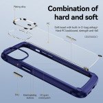 Wholesale Strong Clear Armor Plate Slim Edge Bumper Protective Case for iPhone 14 [6.1] (Navy Blue)