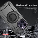 Wholesale Premium Shockproof Heavy Duty Armor Magnetic MagSafe Case With Rugged Stand for Apple iPhone 14 [6.1] (Black)