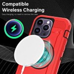 Wholesale Premium Shockproof Heavy Duty Armor Magnetic MagSafe Case With Rugged Stand for Apple iPhone 14 Pro Max [6.7] (Red)