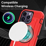 Wholesale Premium Shockproof Heavy Duty Armor Magnetic MagSafe Case With Rugged Stand for iPhone 14 Pro [6.1] (Red)