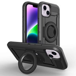 Premium Shockproof Heavy Duty Armor Magnetic MagSafe Case With Rugged Stand for iPhone 14 Plus [6.7] (Black)