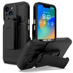 Premium Impact Protection Shockproof Heavy Duty Armor Explorer Case with Clip for iPhone 14 [6.1] (Black)