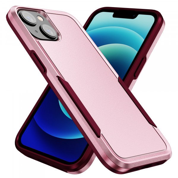 Wholesale Heavy Duty Strong Armor Hybrid Trailblazer Case Cover for iPhone 14 [6.1] / 16e (Pink)