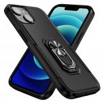 Wholesale Heavy Duty Strong Armor Ring Stand Grip Hybrid Trailblazer Case Cover for iPhone 14 [6.1] / 16e (Black)