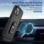 Wholesale Heavy Duty Strong Armor Ring Stand Grip Hybrid Trailblazer Case Cover for iPhone 14 [6.1] / 16e (Black)