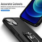 Wholesale Heavy Duty Strong Armor Ring Stand Grip Hybrid Trailblazer Case Cover for iPhone 14 [6.1] / 16e (Black)