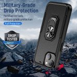 Wholesale Heavy Duty Strong Armor Ring Stand Grip Hybrid Trailblazer Case Cover for iPhone 14 [6.1] / 16e (Black)