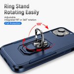 Wholesale Heavy Duty Strong Armor Ring Stand Grip Hybrid Trailblazer Case Cover for Apple iPhone 14 [6.1] (Navy Blue)