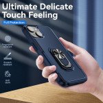 Wholesale Heavy Duty Strong Armor Ring Stand Grip Hybrid Trailblazer Case Cover for iPhone 14 [6.1] / 16e (Navy Blue)