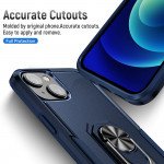 Wholesale Heavy Duty Strong Armor Ring Stand Grip Hybrid Trailblazer Case Cover for iPhone 14 [6.1] / 16e (Navy Blue)