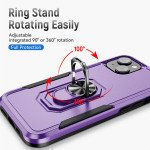 Wholesale Heavy Duty Strong Armor Ring Stand Grip Hybrid Trailblazer Case Cover for iPhone 14 [6.1] / 16e (Purple)