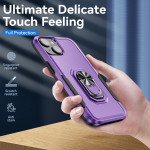 Wholesale Heavy Duty Strong Armor Ring Stand Grip Hybrid Trailblazer Case Cover for iPhone 14 [6.1] / 16e (Purple)