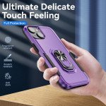 Wholesale Heavy Duty Strong Armor Ring Stand Grip Hybrid Trailblazer Case Cover for iPhone 14 [6.1] (Purple)